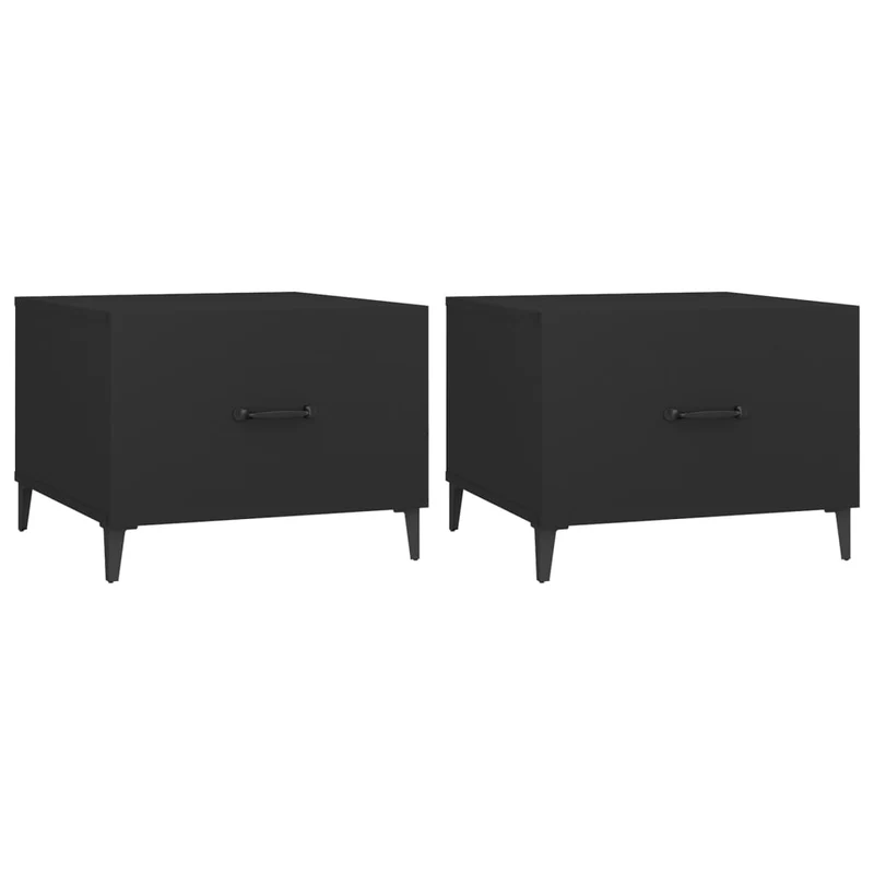 Lot de 2 tables de chevets avec tiroir 50 x 50 x 40 cm bois d'ingénierie noir et métal DEC040484