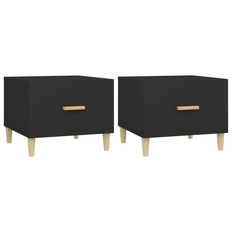 Lot de 2 tables de chevets avec tiroir 50 x 50 x 40 cm bois d'ingénierie noir DEC040422