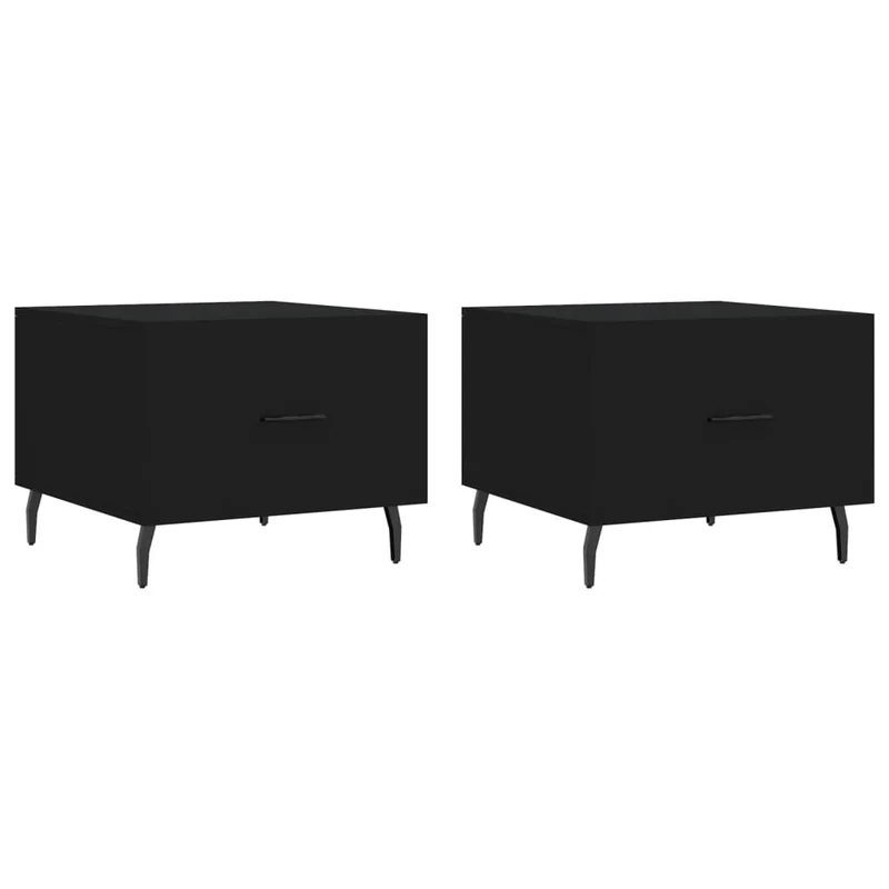 Lot de 2 tables de chevets avec tiroir 50 x 50 x 40 cm bois d'ingénierie noir et fer DEC040420
