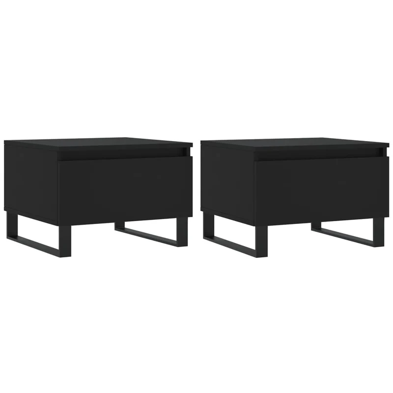 Lot de 2 tables de chevets avec tiroir 50 x 46 x 35 cm bois d'ingénierie noir et métal DEC040412