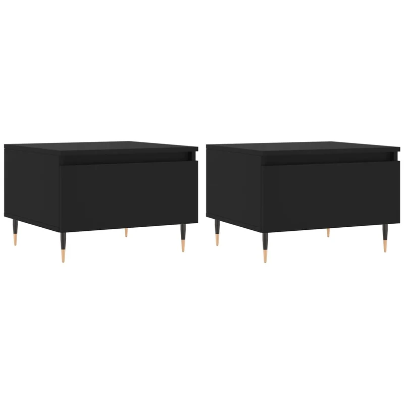 Lot de 2 tables de chevets avec tiroir 50 x 46 x 35 cm bois d'ingénierie noir et métal DEC040411