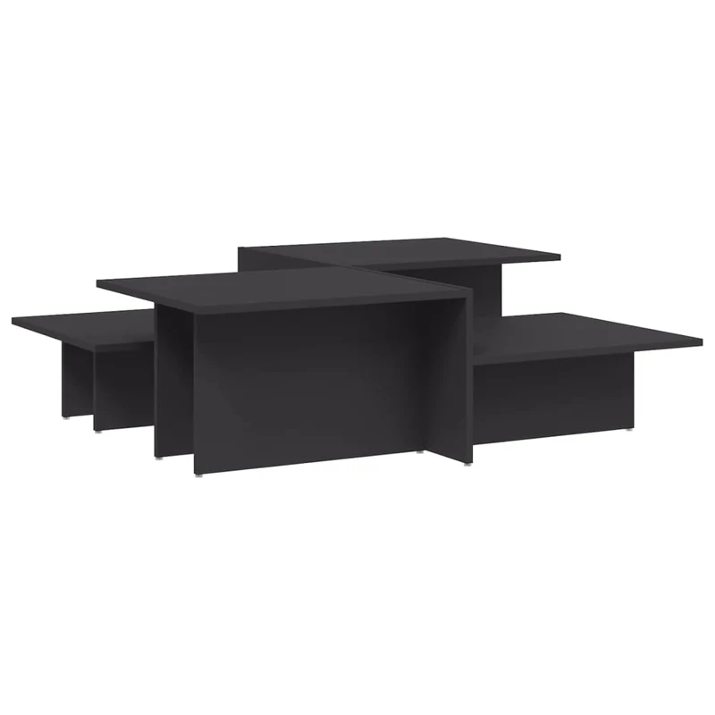 Lot de 2 tables d'appoint avec étagères 111,5 x 50 x 33 cm en bois d'ingénierie gris DEC040392
