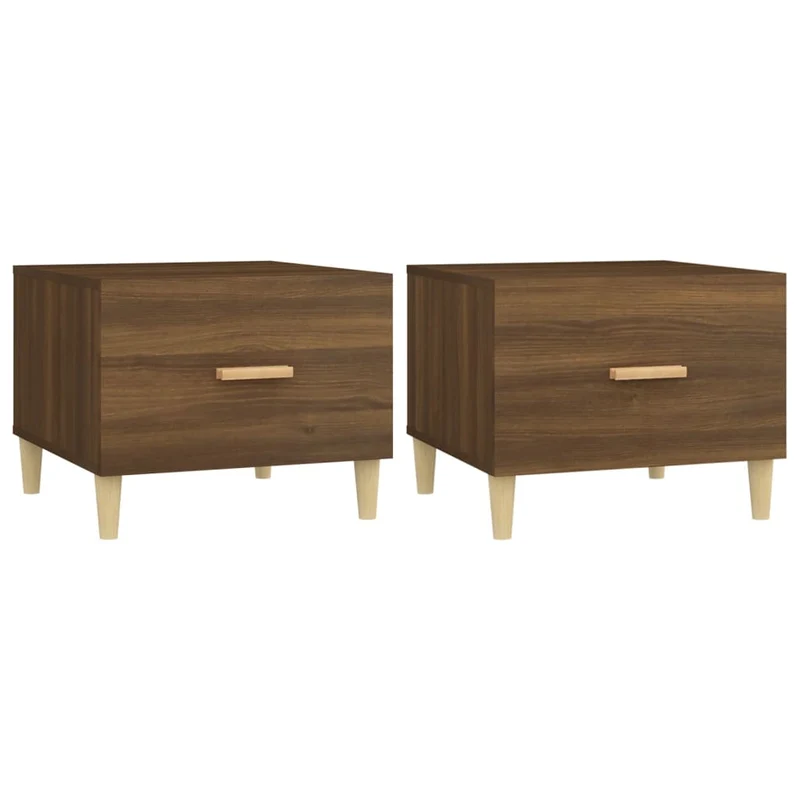 Lot de 2 tables de chevets avec tiroir 2 50 x 50 x 40 cm bois d'ingénierie marron DEC040364