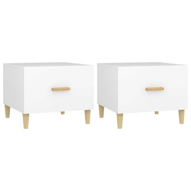 Lot de 2 tables de chevets avec tiroir 50 x 50 x 40 cm bois d'ingénierie blanc DEC040311