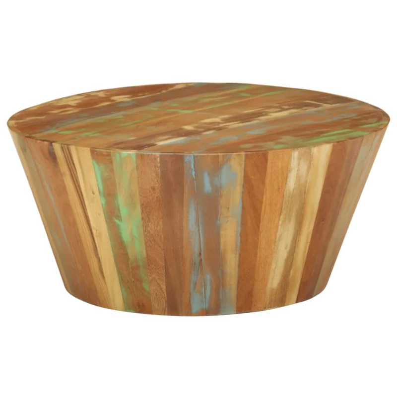 Table basse Ø65 x 31 cm bois de récupération massif multicolore DEC040229