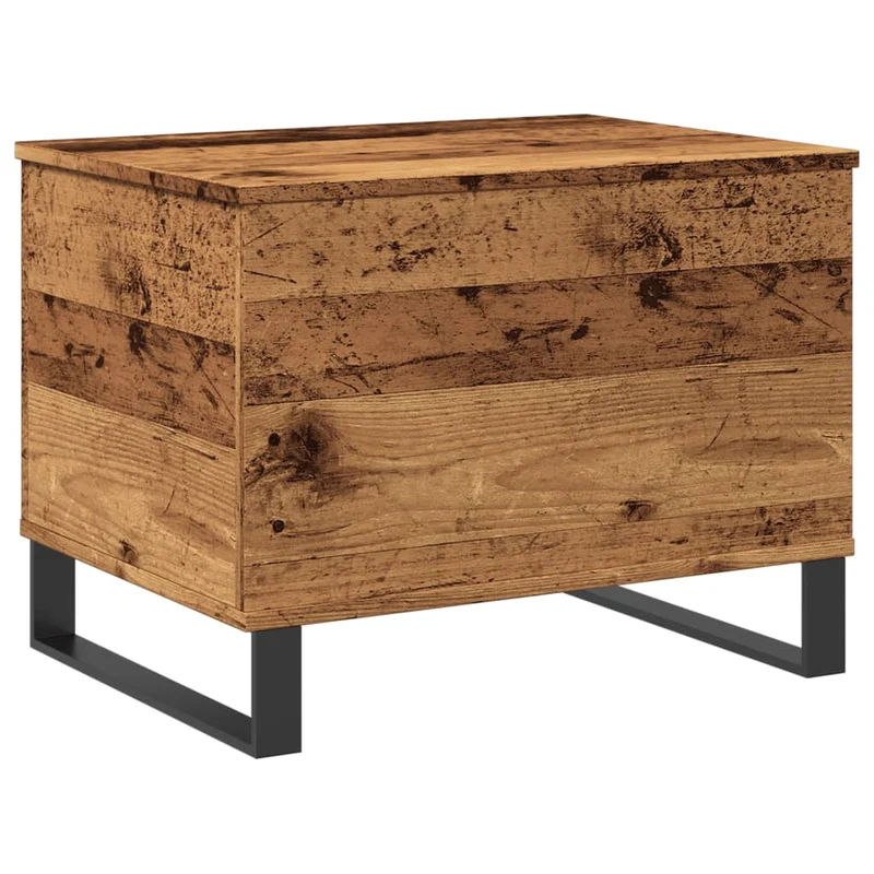 Table basse avec plateau relevable 60 x 44,5 x 45 cm bois d'ingénierie marron effet vieilli et métal DEC040208
