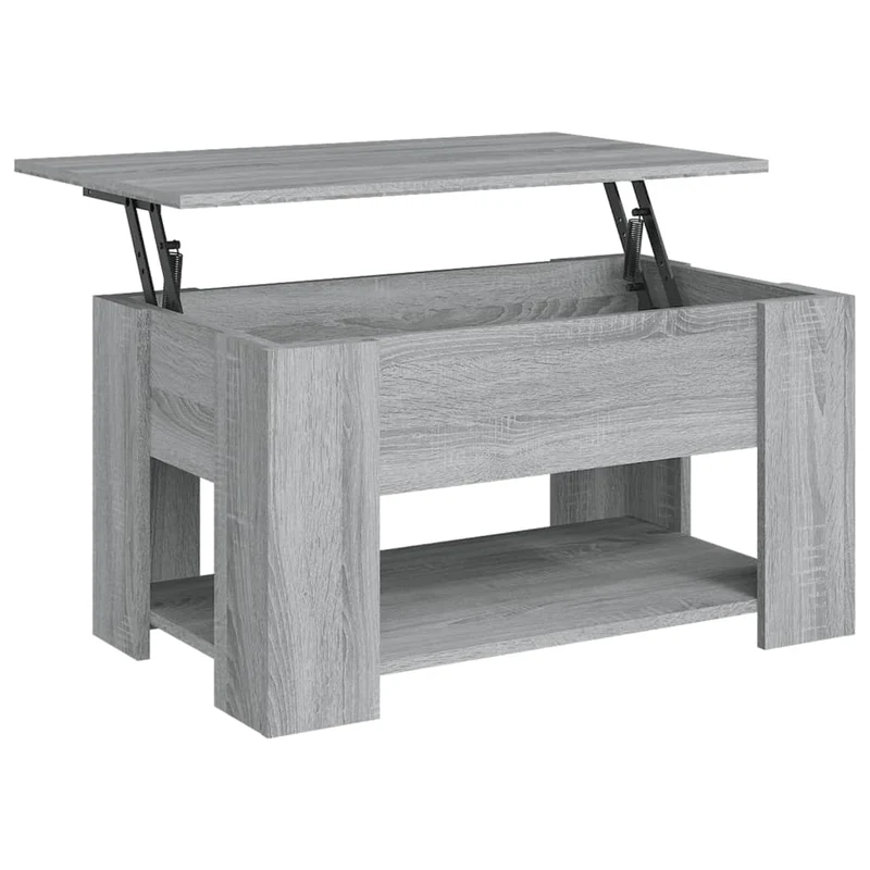 Table basse avec plateau relevable 79 x 49 x 41 cm bois d'ingénierie gris DEC040085