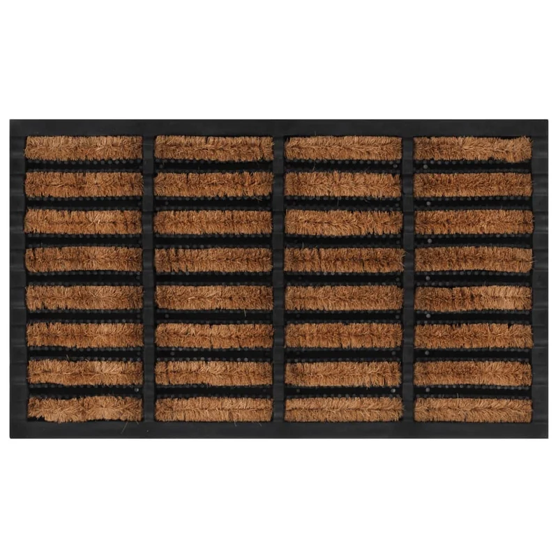 Paillasson rectangulaire antidérapant 45 x 75 cm caoutchouc et fibre de coco marron DEC040655