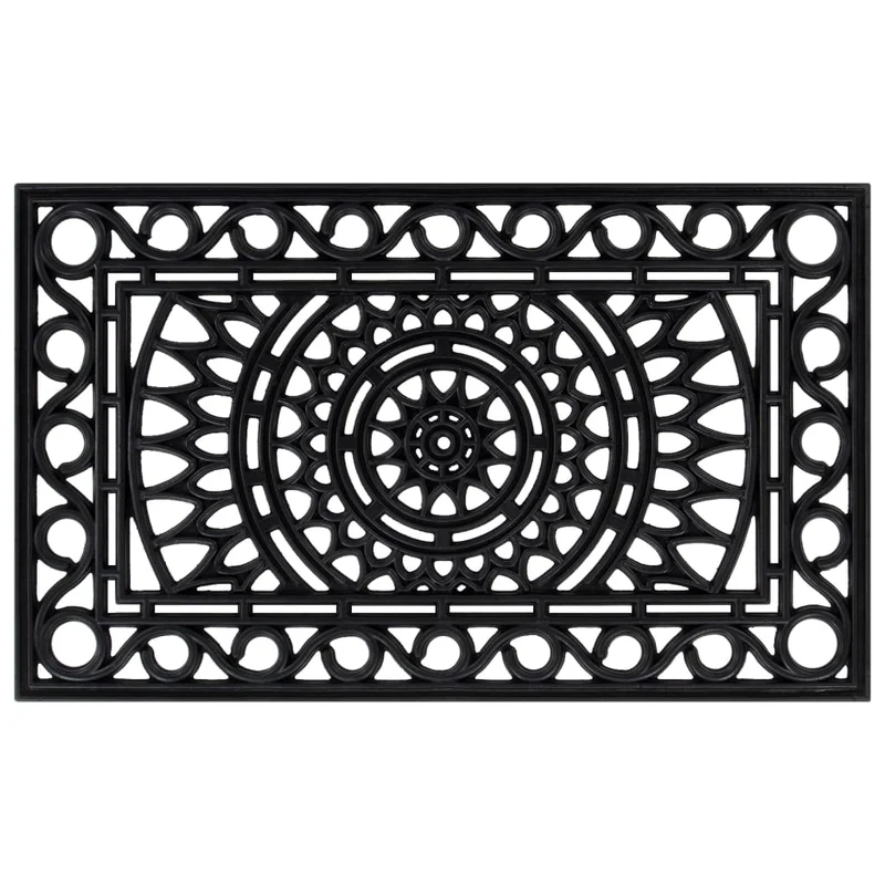 Paillasson rectangulaire 45 x 75 cm caoutchouc noir DEC040650