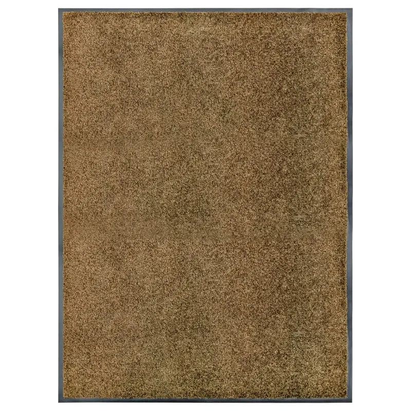 Paillasson lavable 90 x 120 cm PVC antidérapant et polyamide marron DEC040622