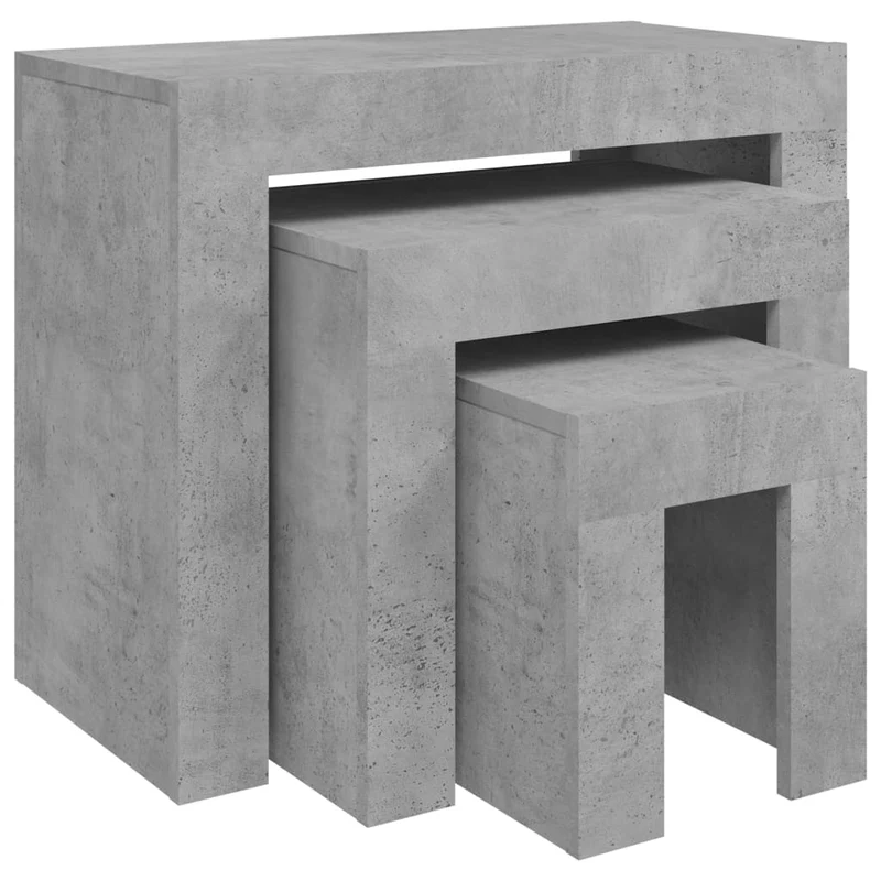 Set de 3 tables basses appoint gigognes en bois d'ingénierie gris DEC040561