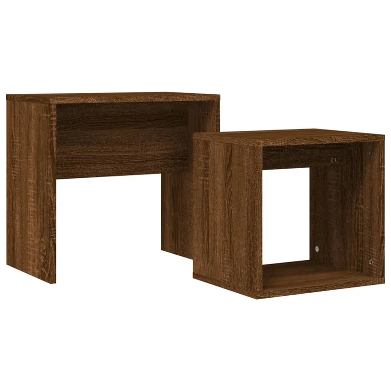 Lot de 2 tables d'appoint gigognes en bois d'ingénierie marron DEC040503