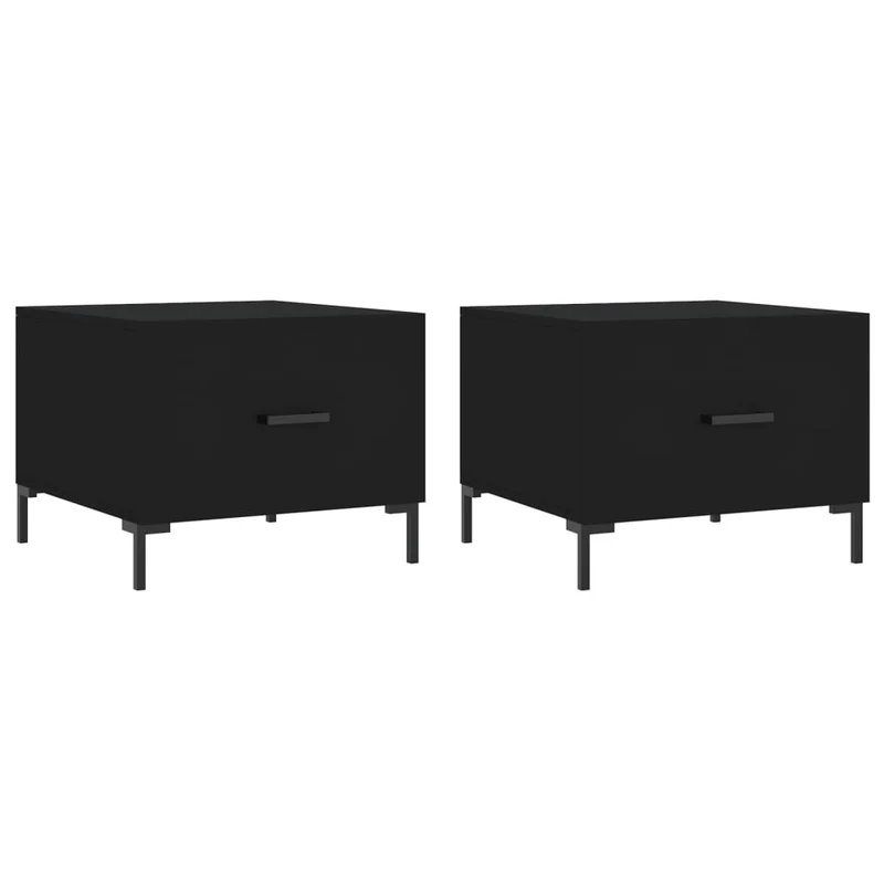 Lot de 2 tables de chevets avec tiroir 50 x 50 x 40 cm bois d'ingénierie noir et fer DEC040417