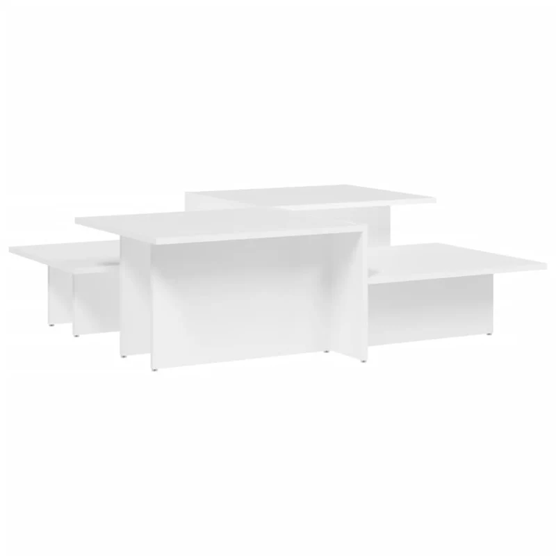 Lot de 2 tables basses de salon en bois d'ingénierie blanc brillant DEC040320