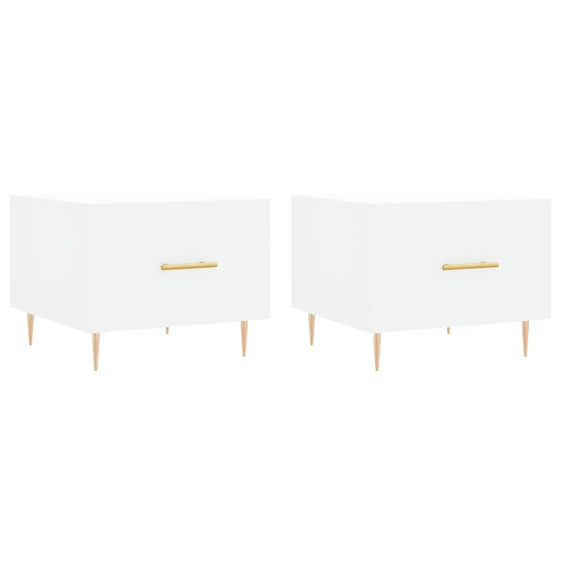 Lot de 2 tables de chevets avec tiroir 50 x 50 x 40 cm bois d'ingénierie blanc et fer DEC040312