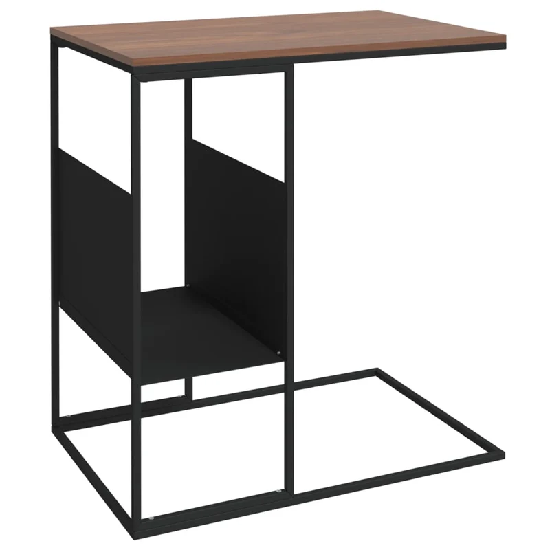 Table d'appoint en forme de C bout de canapé 55 x 36 x 59,5 cm bois d'ingénierie marron et fer DEC040295