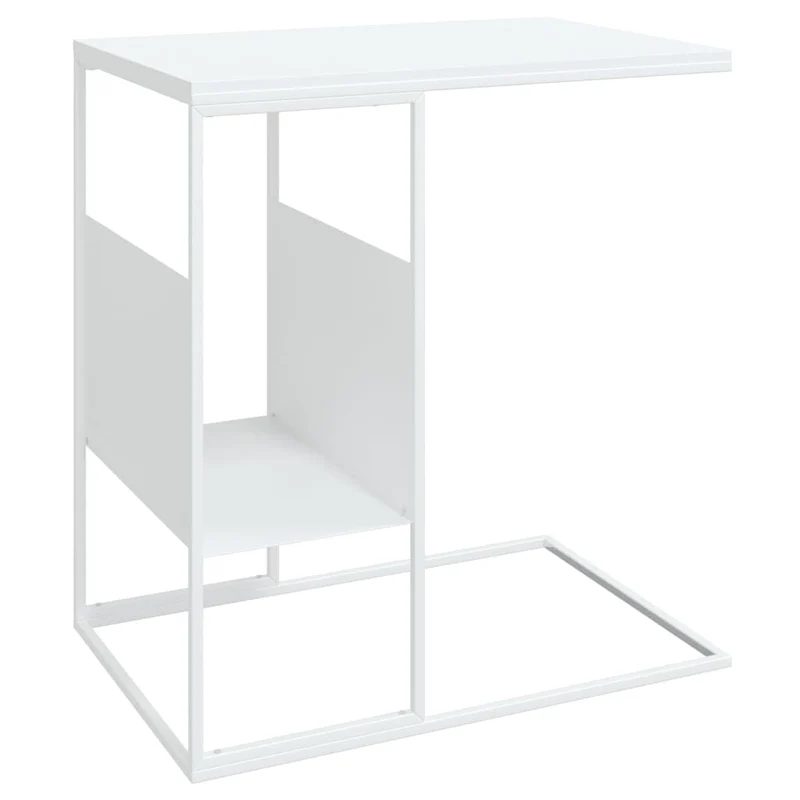 Table d'appoint en forme de C 55 x 36 x 59,5 cm bois d'ingénierie blanc et fer DEC040260