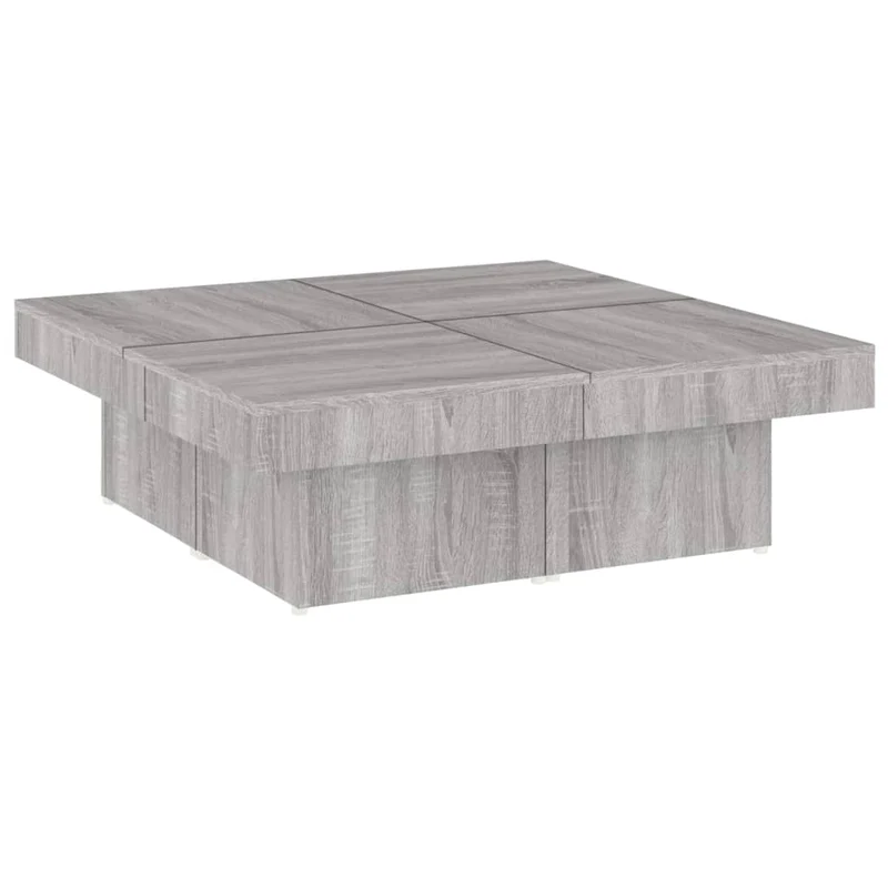 Table basse en 4 parties distinctes 90 x 90 x 28 cm bois d'ingénierie gris DEC040167
