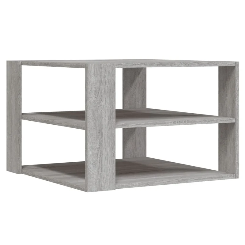 Table basse avec étagères 59,5 x 59,5 x 40 cm bois d'ingénierie gris DEC040052