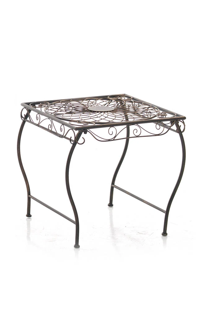 Petite table de jardin et terrasse design rusitique en métal bronze 10_0003058