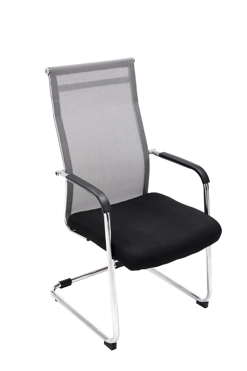 Chaise pour visiteur fauteuil de bureau avec accoudoirs gris pieds chromé BUR10145