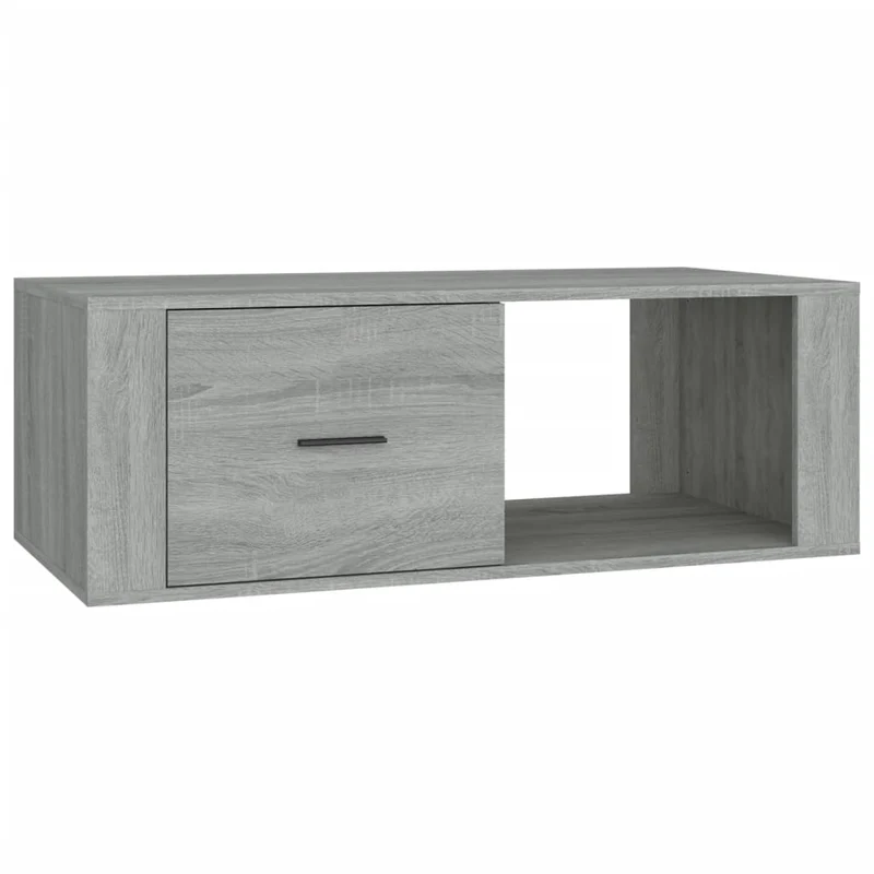 Table basse avec tiroir et compartiment ouvert design moderne 100 x 50,5 x 35 cm bois d'ingénierie gris DEC039934