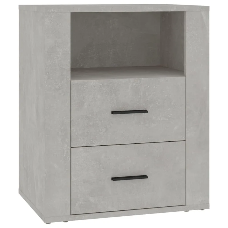 Table de chevet avec deux tiroirs et un compartiment ouvert 50 x 36 x 60 cm bois d'ingénierie gris DEC034050