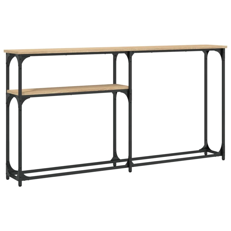 Table d'appoint avec étagère design industriel 145 x 22,5 x 75 cm bois d'ingénierie couleur chêne et métal DEC031931