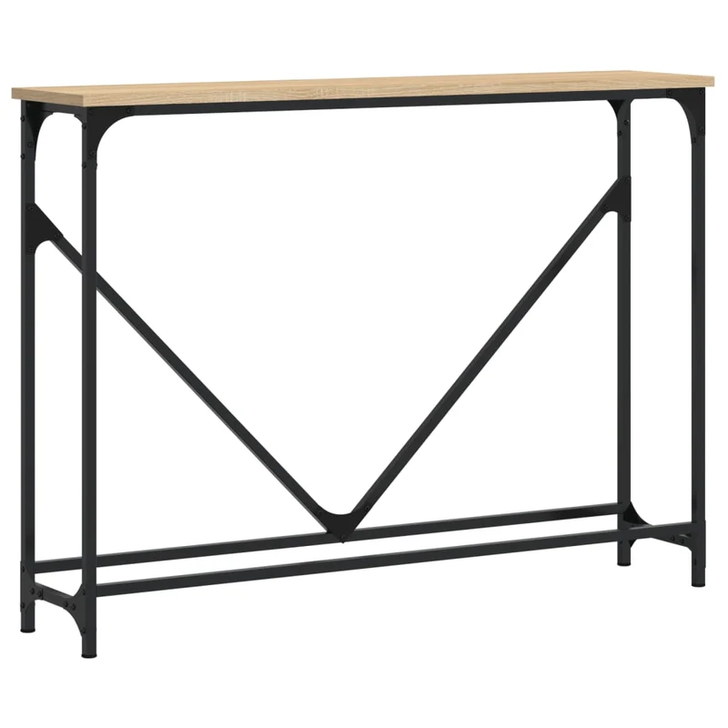 Table d'appoint console d'entrée meuble de salon 102 x 22,5 x 75 cm bois d'ingénierie et métal DEC031923