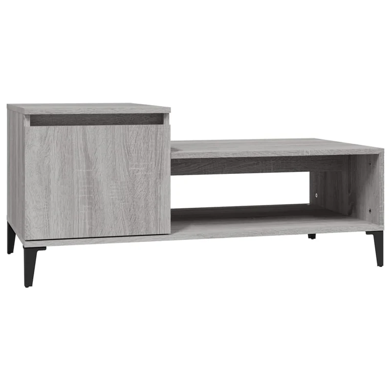 Table basse design moderne et contemporaine 100 x 50 x 45 cm bois d'ingénierie gris et métal DEC039950