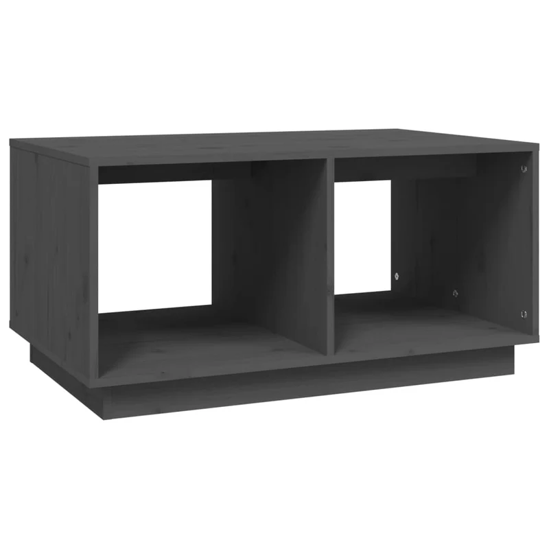 Table basse aec deux compartiments design moderne 80 x 50 x 40 cm bois massif de pin gris DEC039205