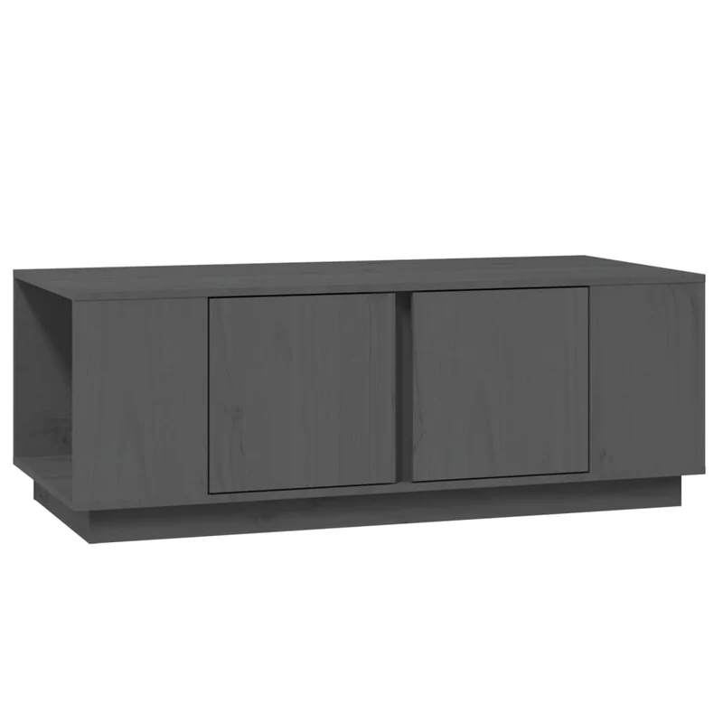Table basse 4 compartiments et 2 portes design moderne 110 x 50 x 40 cm bois massif de pin gris DEC039165