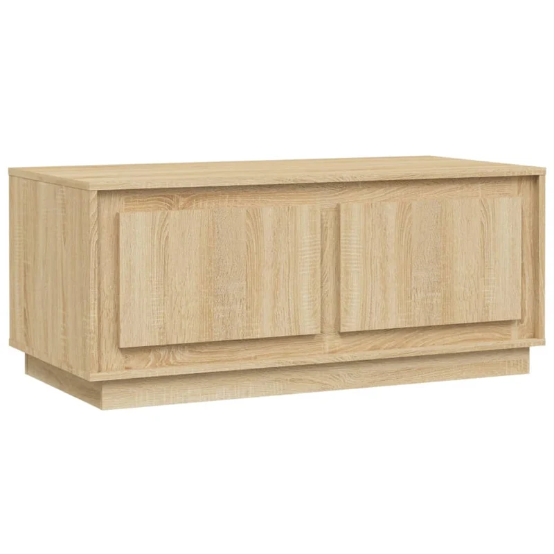 Table basse 2 compartiments design moderne et fonctionnel 102 x 50 x 44 cm bois d'ingénierie couleur chêne DEC038907