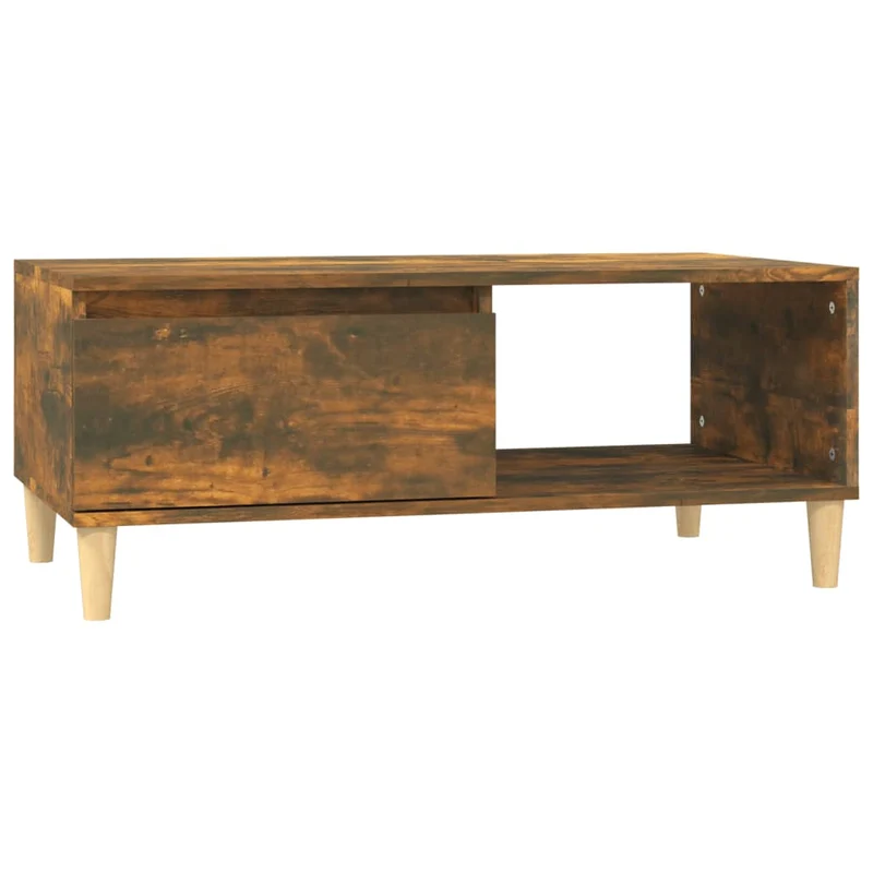 Table basse avec tiroir design rustique 90 x 50 x 36,5 cm bois d'ingénierie marron DEC038528