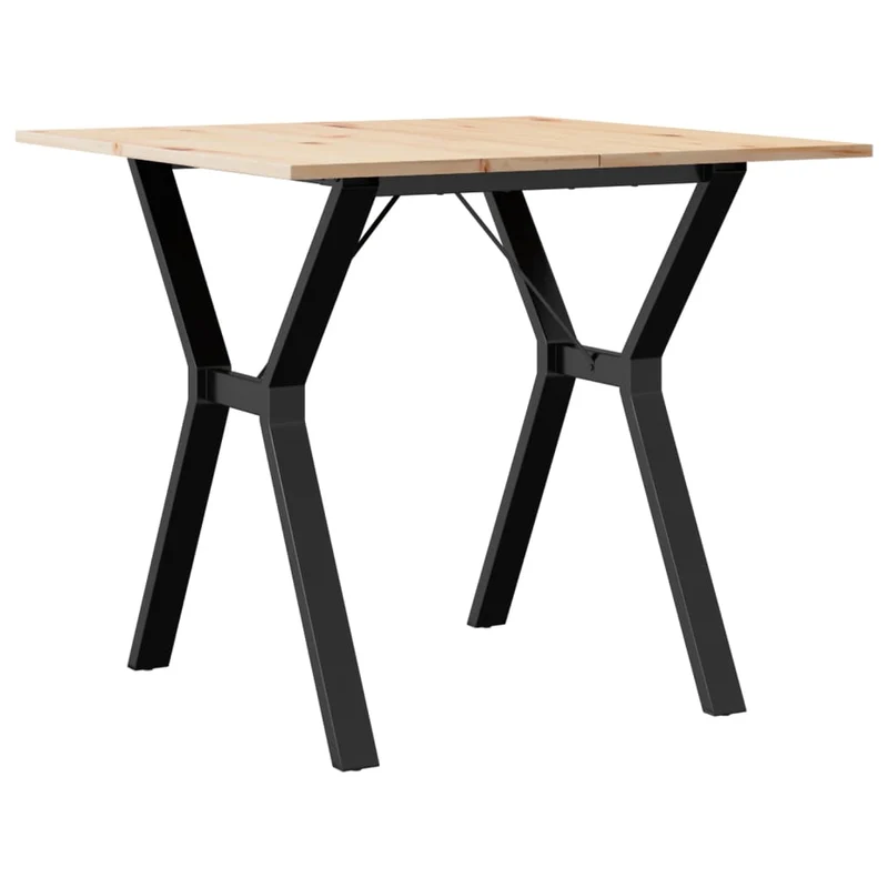 Table de salle à manger design industriel cadre en Y 80 x 80 x 75 cm bois de pin massif et acier DEC036840