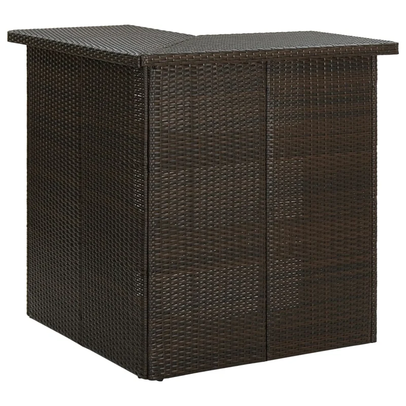 Table d'angle de bar avec étagères 100 x 50 x 105 cm résine tressée marron et acier DEC036300
