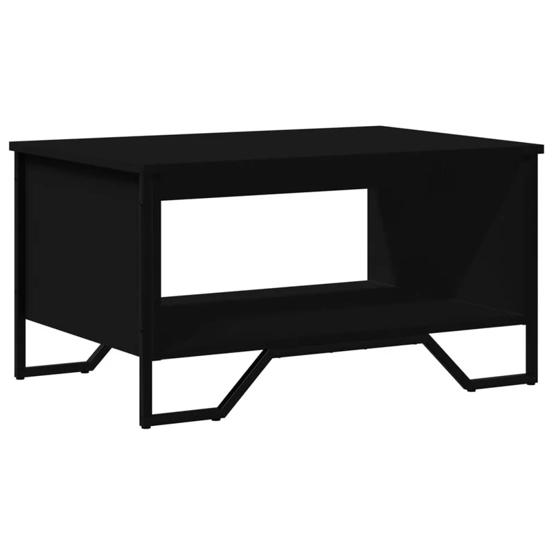 Table basse design moderne et contemporaine 75 x 51 x 40 cm bois d'ingénierie noir et métal DEC039748