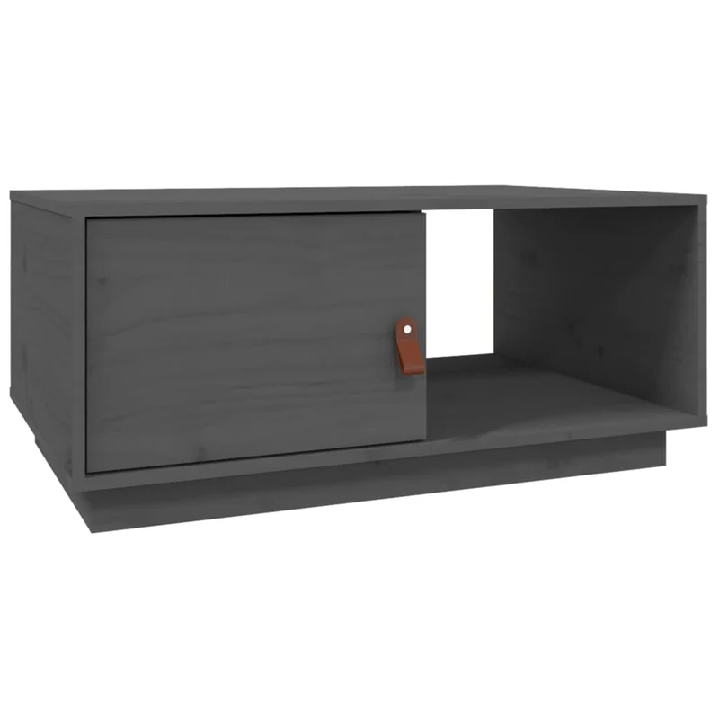 Table basse avec espace de rangement design minimaliste 80 x 50 x 35,5 cm bois massif de pin gris DEC039202