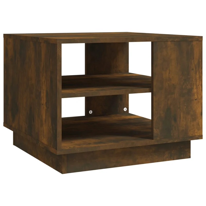 Table basse avec étagères design moderne et contemporaine 55 x 55 x 43 cm bois d'ingénierie marron DEC038436