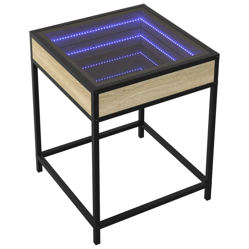 Table de chevet design moderne avec LED 40 x 40 x 51 cm bois d'ingénierie verre métal DEC037560