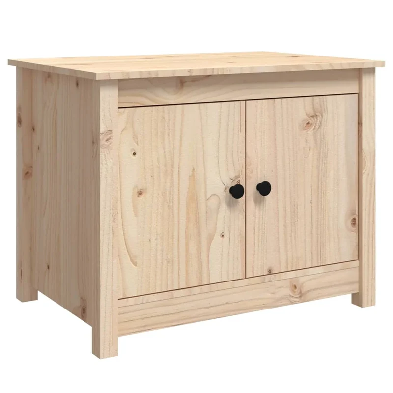 Table basse de salon 4 compartiments 71 x 49 x 55 cm bois massif de pin couluer chêne DEC037132
