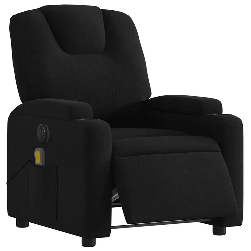 Fauteuil de relaxation TV fonction massage inclinable électrique 6 points de massage en tissu noir DEC027235