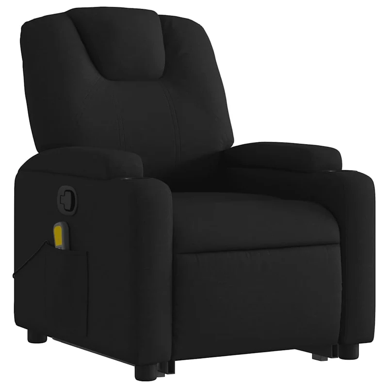 Fauteuil de relaxation TV fonction massage inclinable levage électrique en tissu noir DEC027048