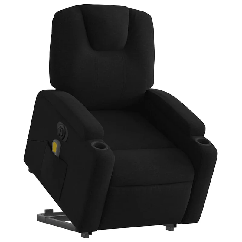 Fauteuil de relaxation fonction massage et inclinable fonction de levage électrique en tissu noir DEC027810