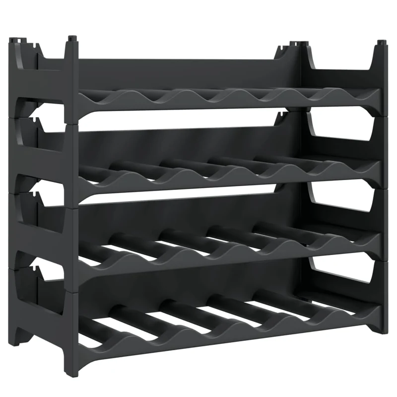 Casier range bouteilles étagère de rangement vin pour 24 bouteilles pp empilable anthracite DEC024397