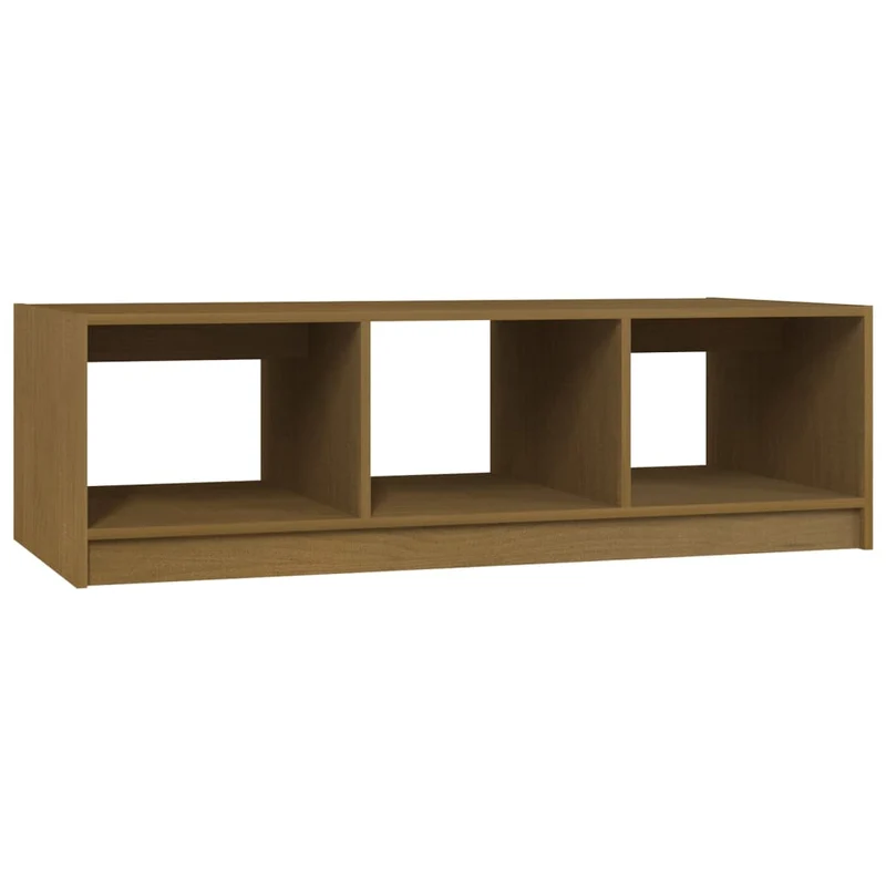 Table basse avec compartiments ouverts design intemporel 110 x 50 x 34 cm bois de pin massif marron DEC039466