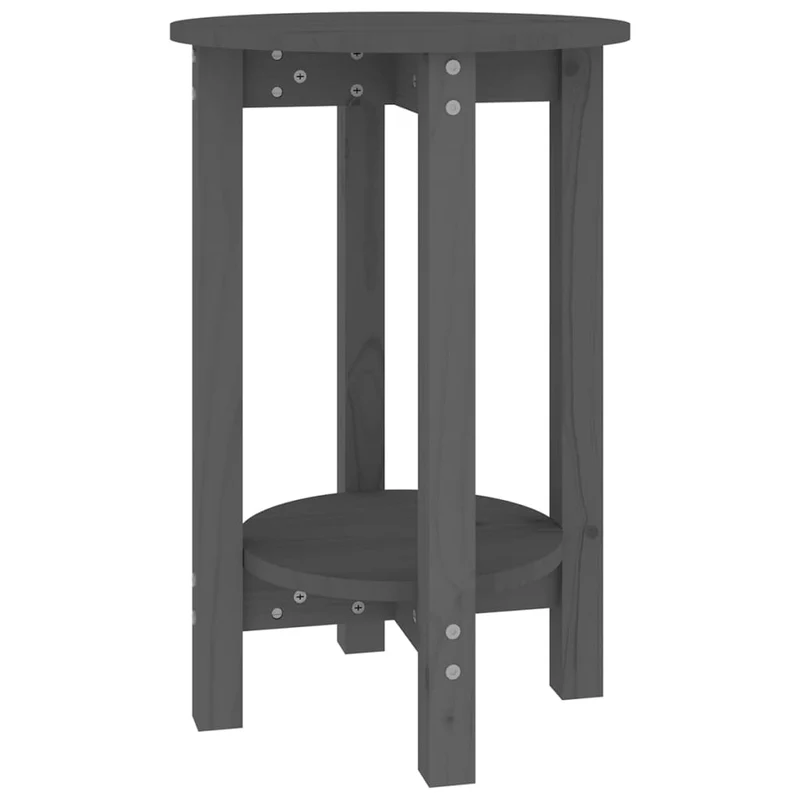 Table d'appoint avec étagère Ø 40 x 60 cm bois massif de pin gris DEC039414