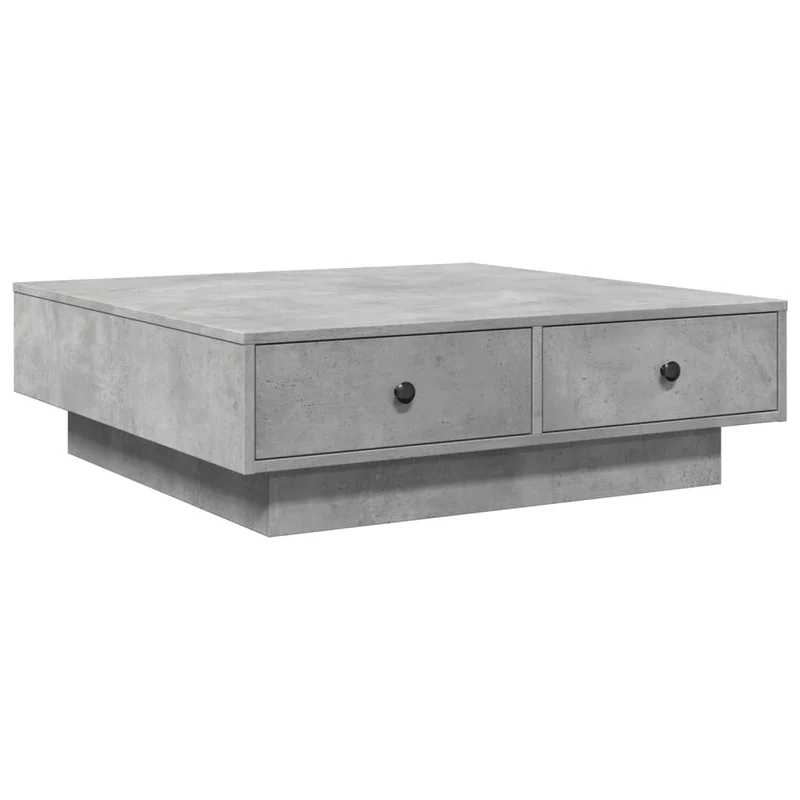 Table basse avec tiroirs design intemporel 90 x 90 x 28 cm aggloméré gris DEC039406