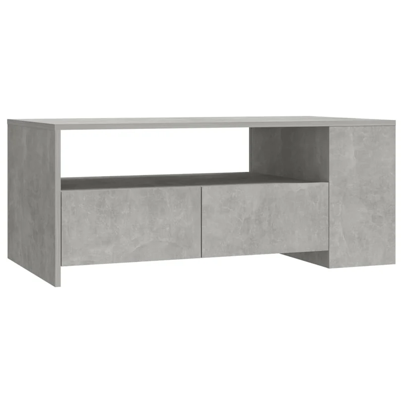 Table basse avec tiroirs et étagères design moderne et contemporaine 102 x 55 x 42 cm bois d'ingénierie gris DEC039266