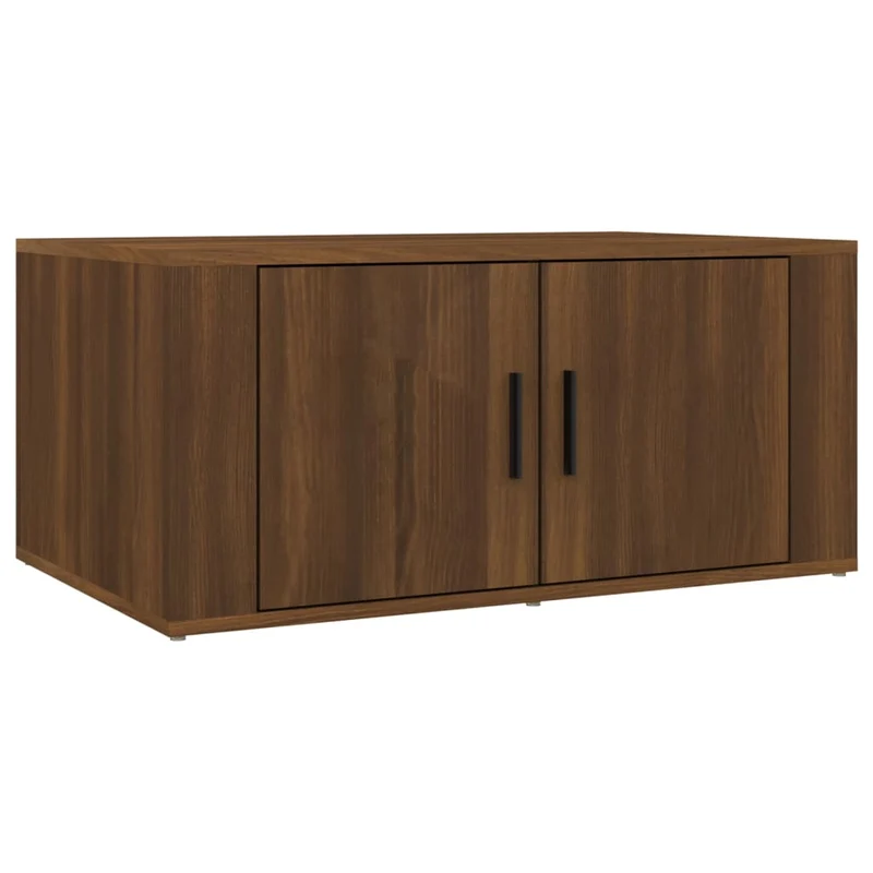Table basse avec deux compartiments design intemporel 80 x 50 x 36 cm bois d'ingénierie marron DEC038745